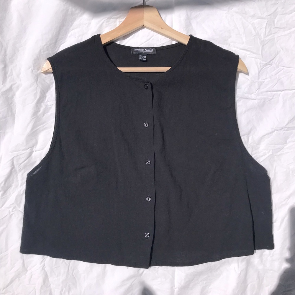American Apparel Sleeveless Sheer Button Up Top